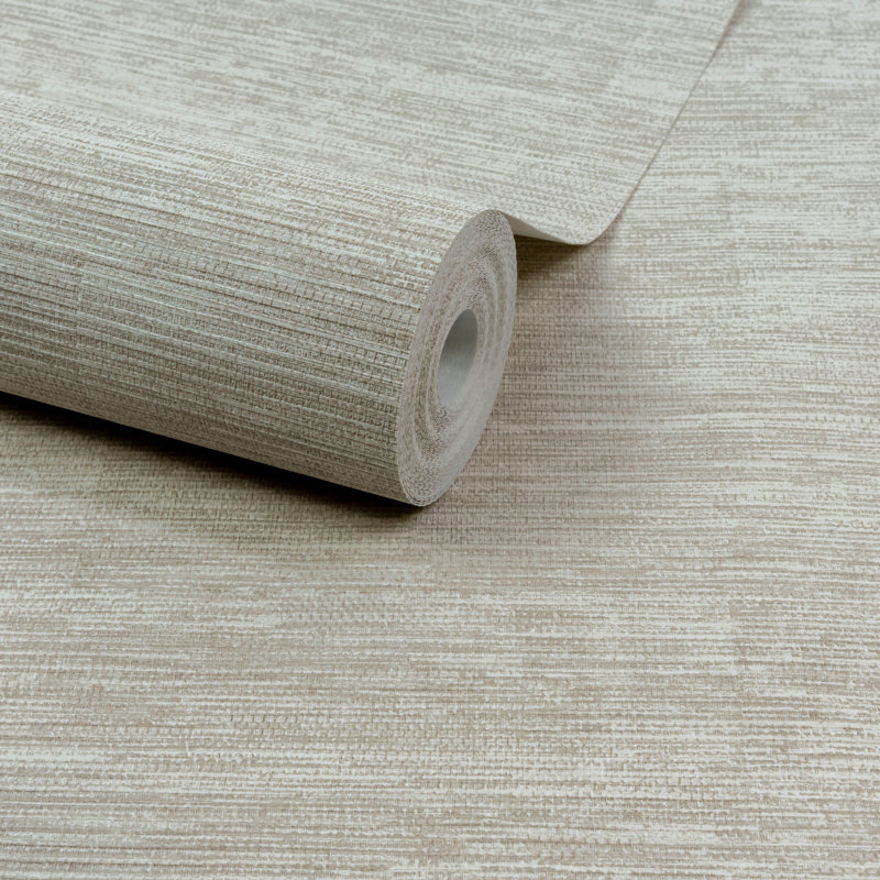 Precious Weaves Collection Abstract Plain Wallpaper Roll, Cream