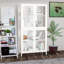 Armoire de rangement à quatre portes en verre avec tablettes réglables-975784913