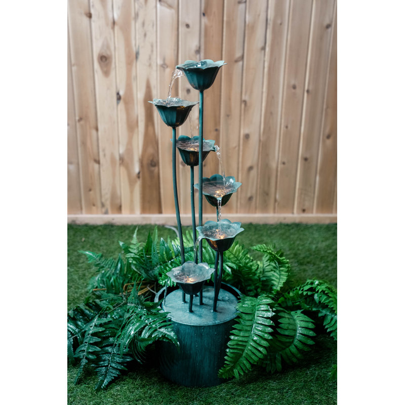 Outdoor Metal Weather Resistant Cascade Fountain with Lights