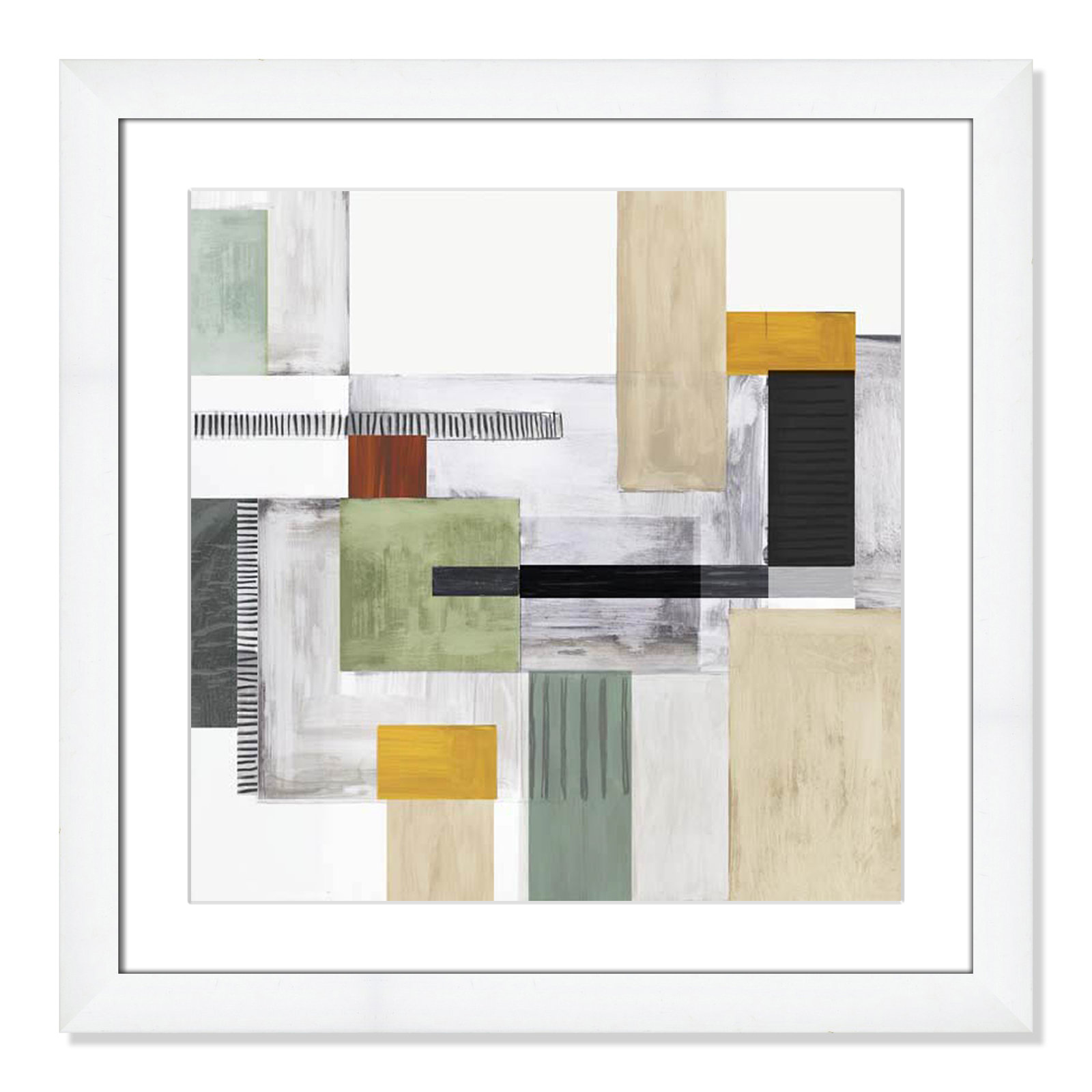 Playful Blocks, White Cube Framed, 25" H x 25" W x 1.25" D