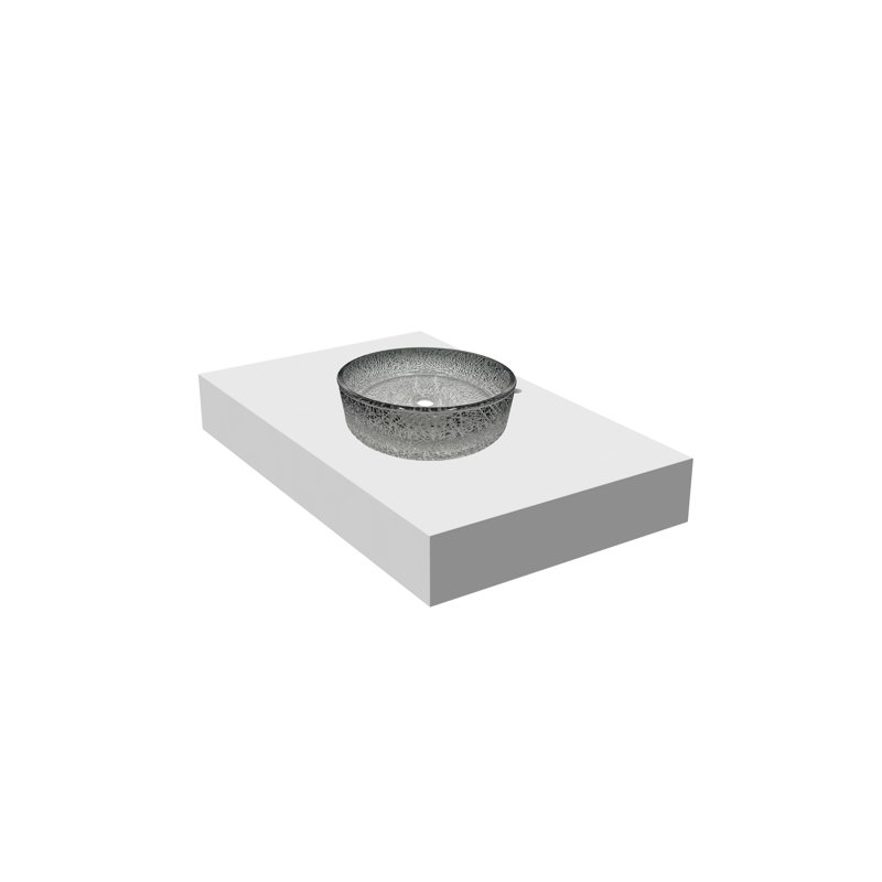 Stadium 14" Round Decorative Gradient Crystal Vessel Sinks With 36" White Base, Gray