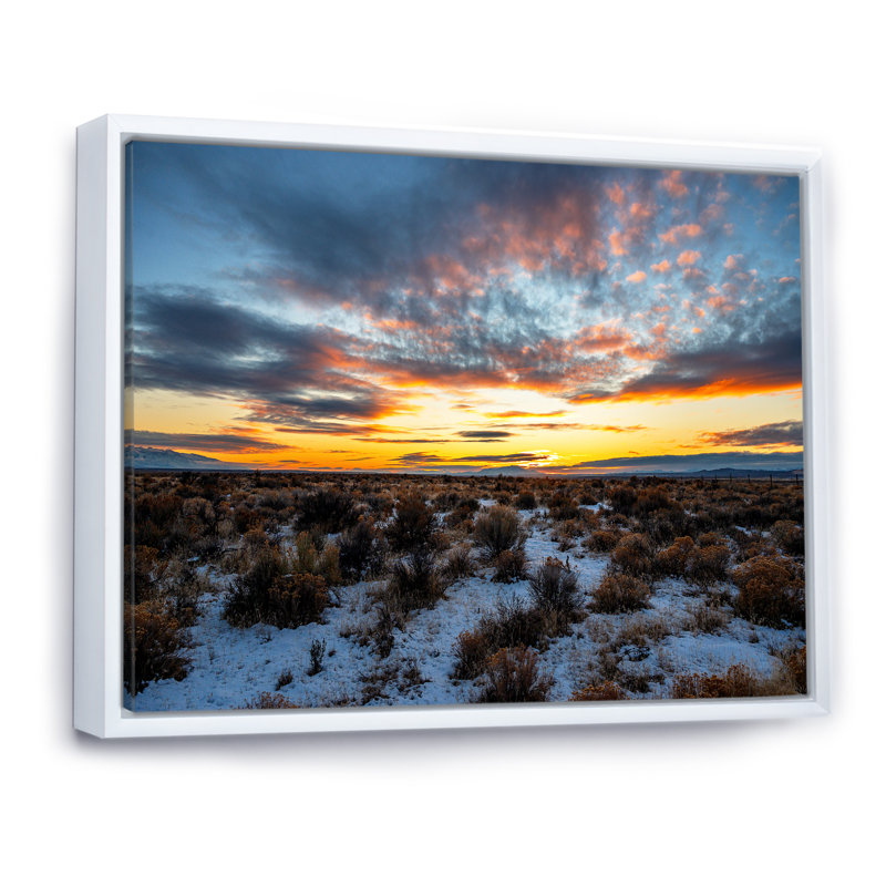 Winter Shrublands On Arkansas Desert sur toile, H 34 po x l 44 po x P 1,5 po, Cadre flottant blanc
