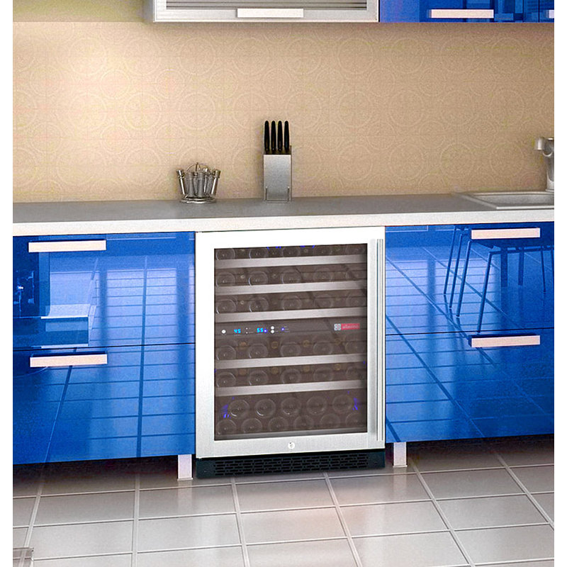Allavino FlexCount Series 56 Bottle Dual Zone Built-in Wine Refrigerator Cooler with Stainless Steel - Left Hinge