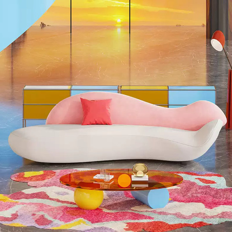 Méridiennes courbées Modern Modern, Beige / Rose, Orienté à droite