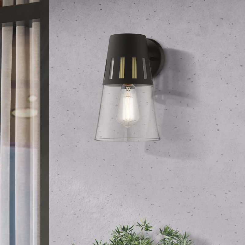 Applique murale en acier Margaretta, Noir, H 11 po x l 7 po x P 7,75 po