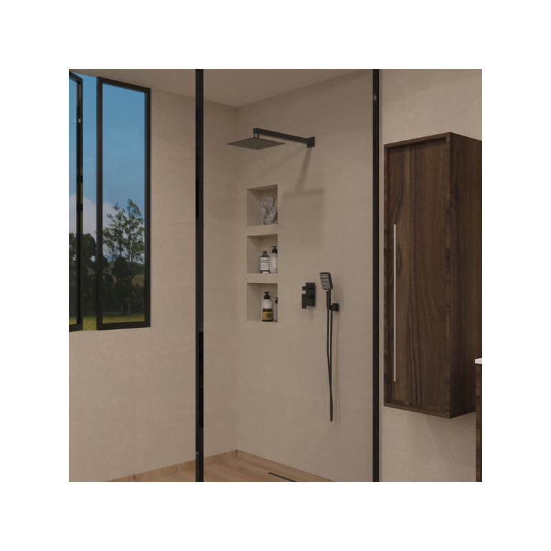 DAX Roma Square Shower System, Matt Black, Matte
