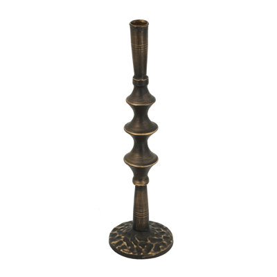 Porte-bougie sculptural en fer noir 4 x 4 x 14