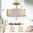 14" Modern 3-Light White Fabric Shade Dimmable Drum Flush Mount Ceiling Light
