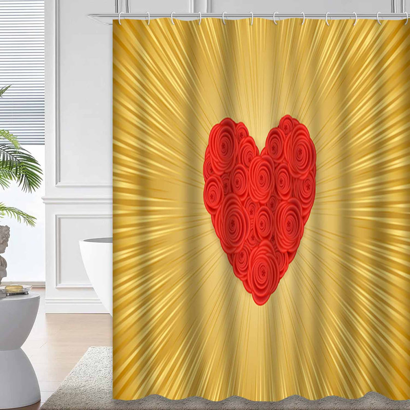 Rideau de douche Red Roses Golden Floral, L 72 po x l 84 po