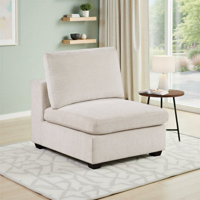 Chaise sans accoudoirs en chenille moderne et contemporaine 34 po avec coussins réversibles Veronneau