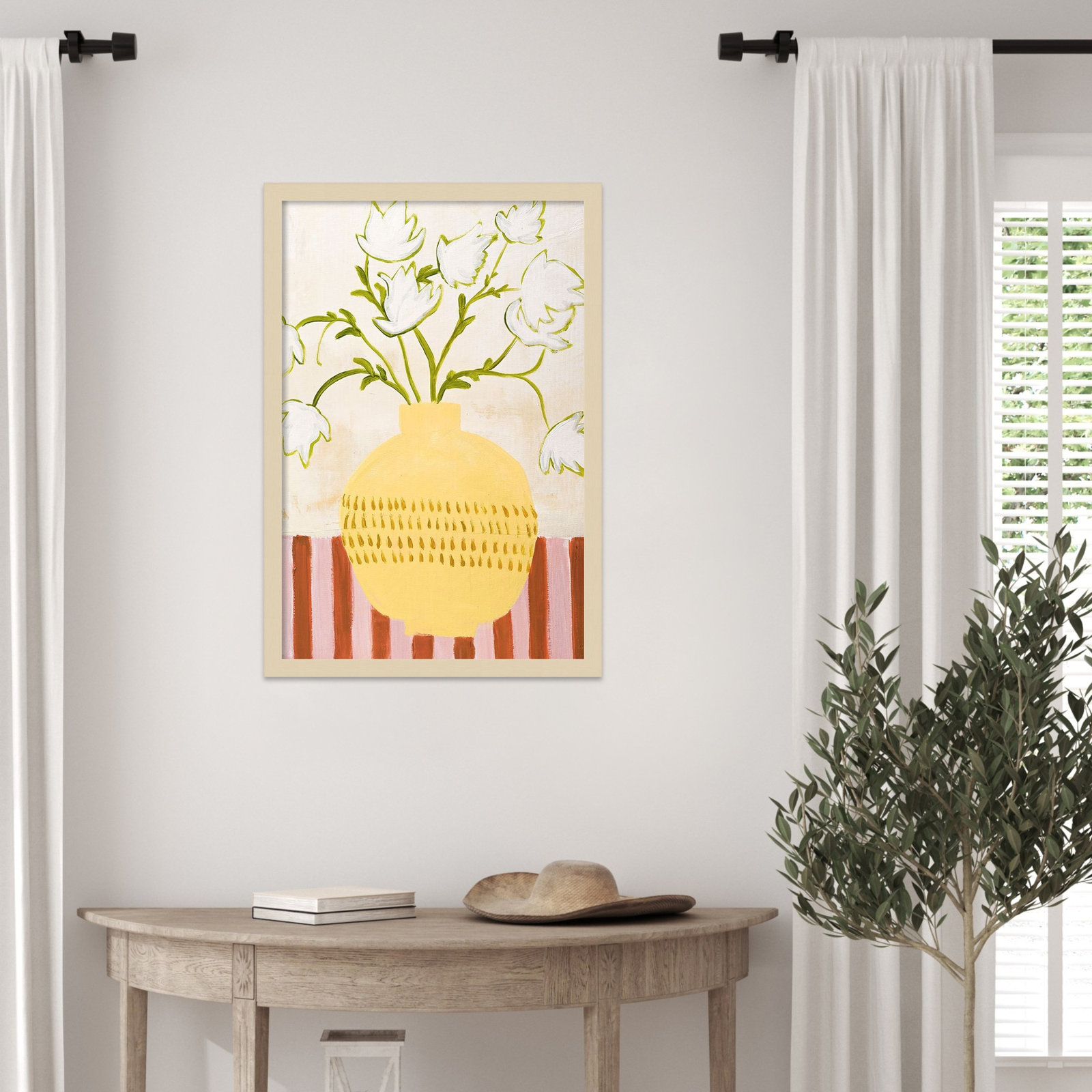 Yellow Vase Print by Design Fabrikken, 25" H x 17" W, Brown