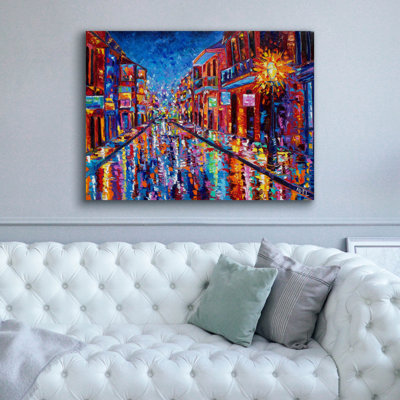 «New Orleans Cool Night On Bourbon Street» par ADEL, art mural sur toile, 54 po x 40 po