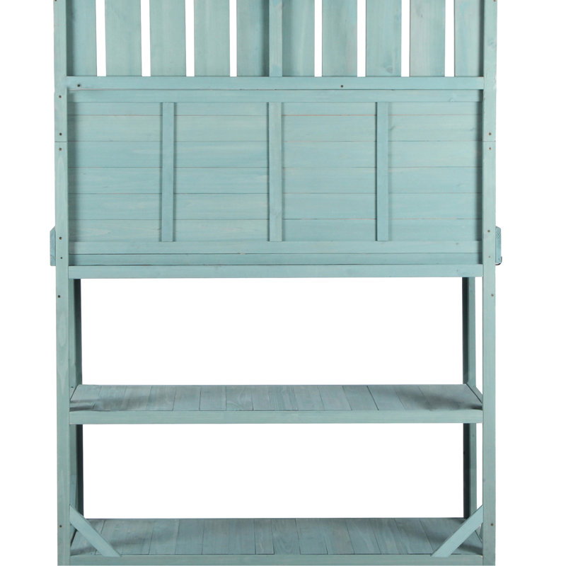 Bureau en pot 65 po, 4 tablettes et crochet latéral, table en bois massif 46,9 x 19,3 x 65 pouces