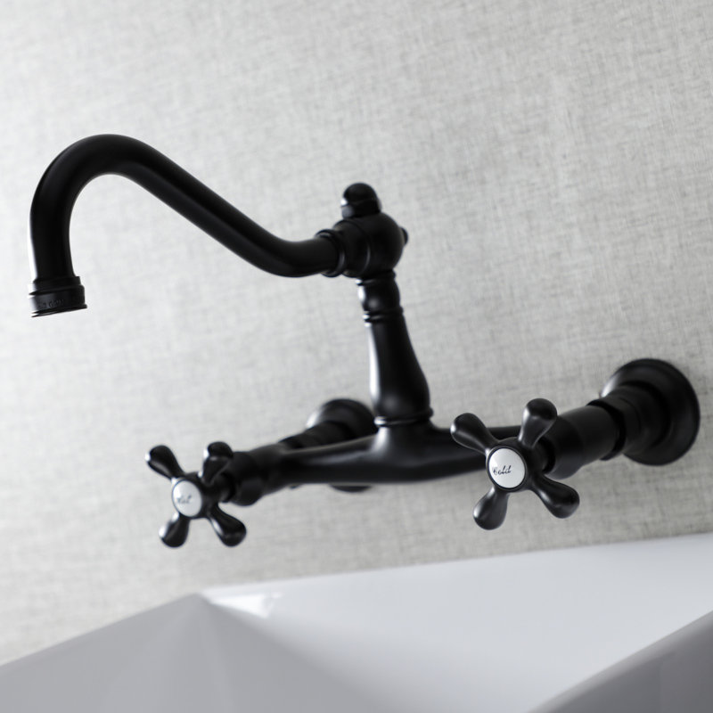 Vintage Wall Mounted Bathroom Faucet, Matte Black