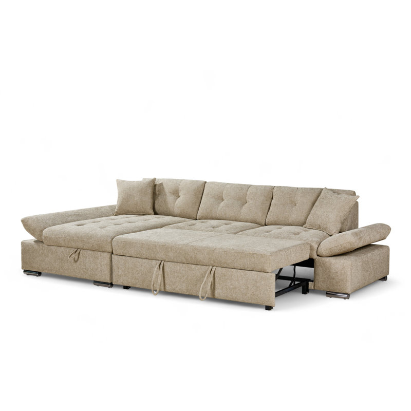 Aayush 4 Seater Sofa Bed, Left Hand Facing, Beige