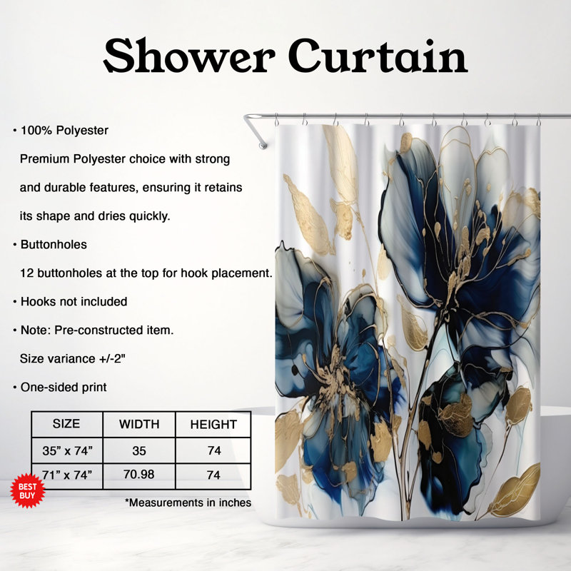 Rideau de douche Artturi, H 74 po x l 71 po