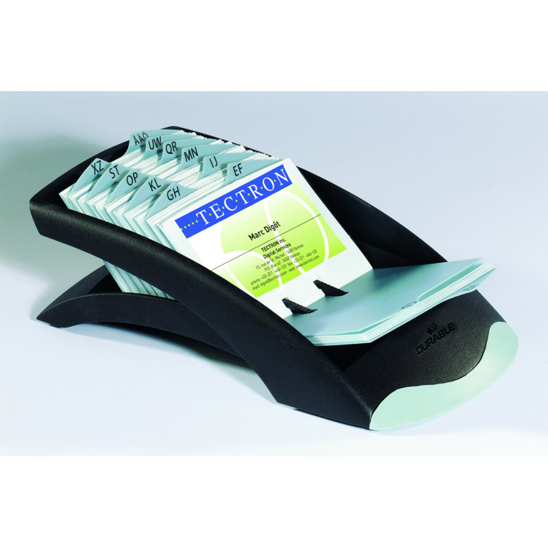 Classeur durable pour 200 cartes de visite VISIFIX | Poches et index A-Z | Noir