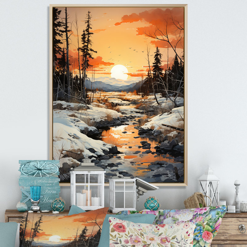 Zaha, Alaska, coucher de soleil arctique I - impression, H 32 po x l 24 po x P 1 po, Cadre naturel flottant