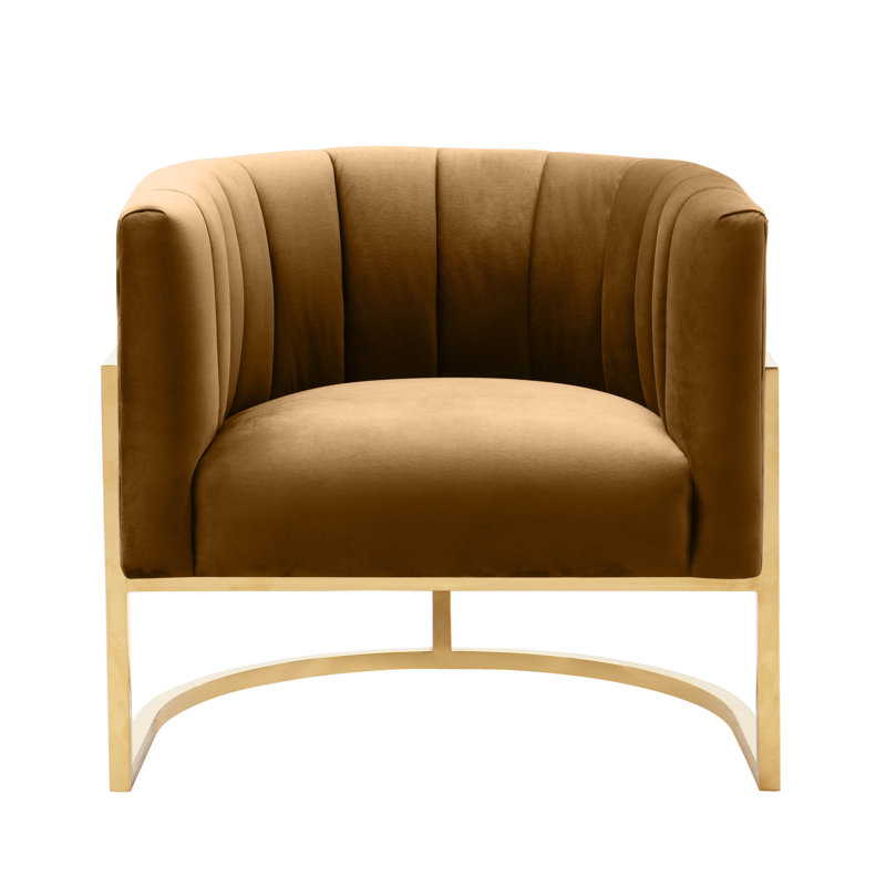 Velvet Barrel Chair, Brown