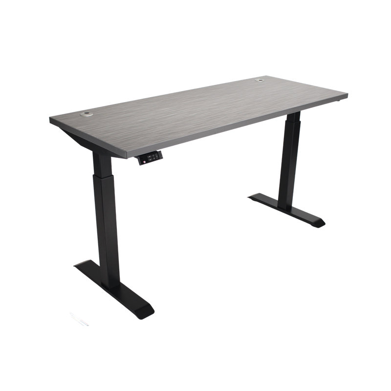 Skyscraper Electric Height Adjustable Standing Desk, Dual Motor and Digital Control with Memory, 60x24, Charcoal Strand Top with Black Frame