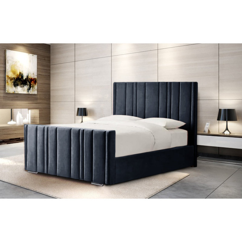 Petersburgh Upholstered Ottoman Storage Bed, Charcoal, Double (4'6)