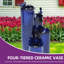 32"H 4-Tier Vase Ceramic Outdoor Fountain with LED Light-1971241776