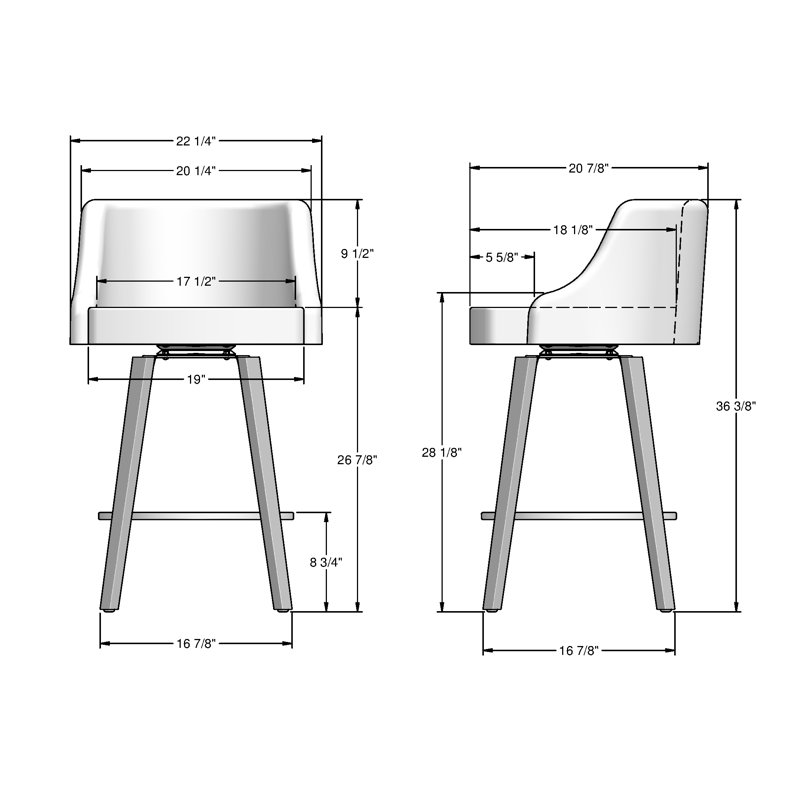 Tabouret de bar et de comptoir pivotant Abasi-Ima, Structure en PVC gris clair / beige / gris-brun