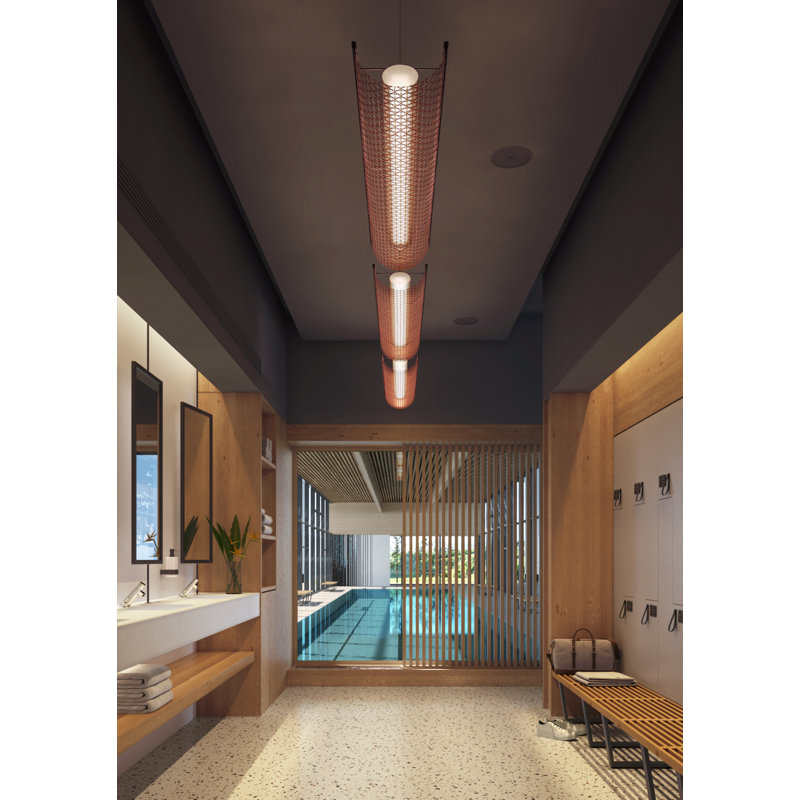 Nans Balis - Luminaire suspendu linéaire d'extérieur à DEL S / 140 à intensité variable Triac - Cadre brun graphite, Rouge