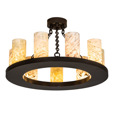 Plafonnier semi-encastré 9 lumières 30 po