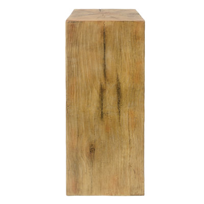 End Table Boasting Wood-like Distressed Style Design Feature, 34.2" Height, Natural Tone Option, Indoor Outdoor Suitability, Mixable For Custom Decor Layouts Wood-look Table, Tall, Color Selection,