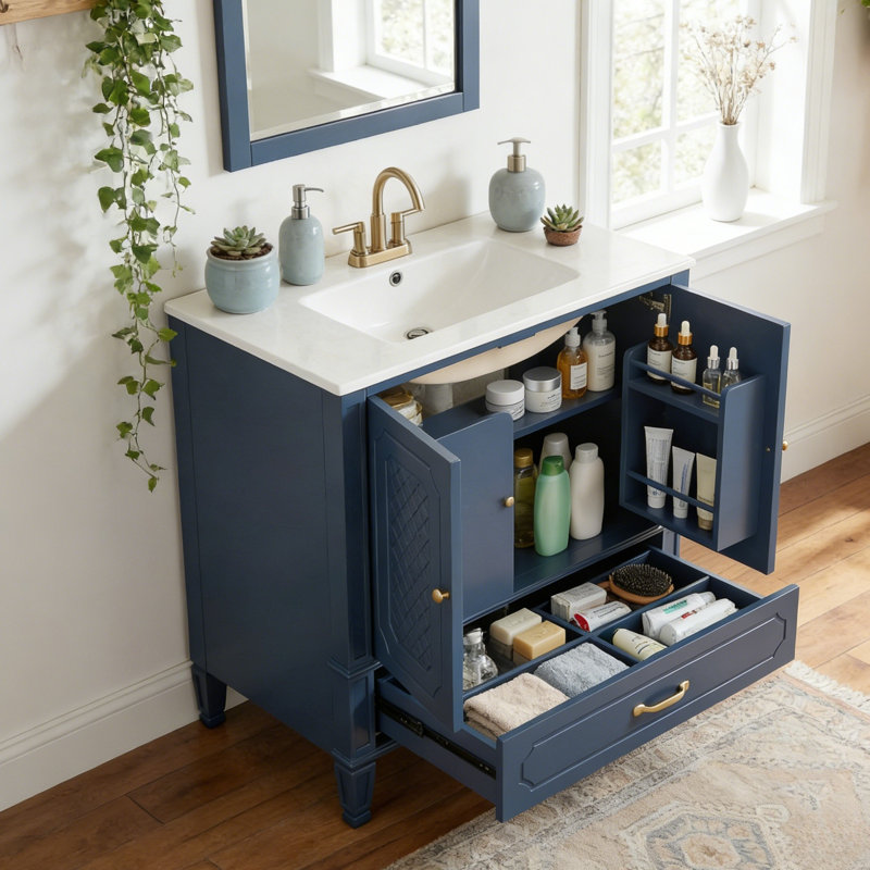 Meuble-lavabo 30 po avec lavabo style rétro