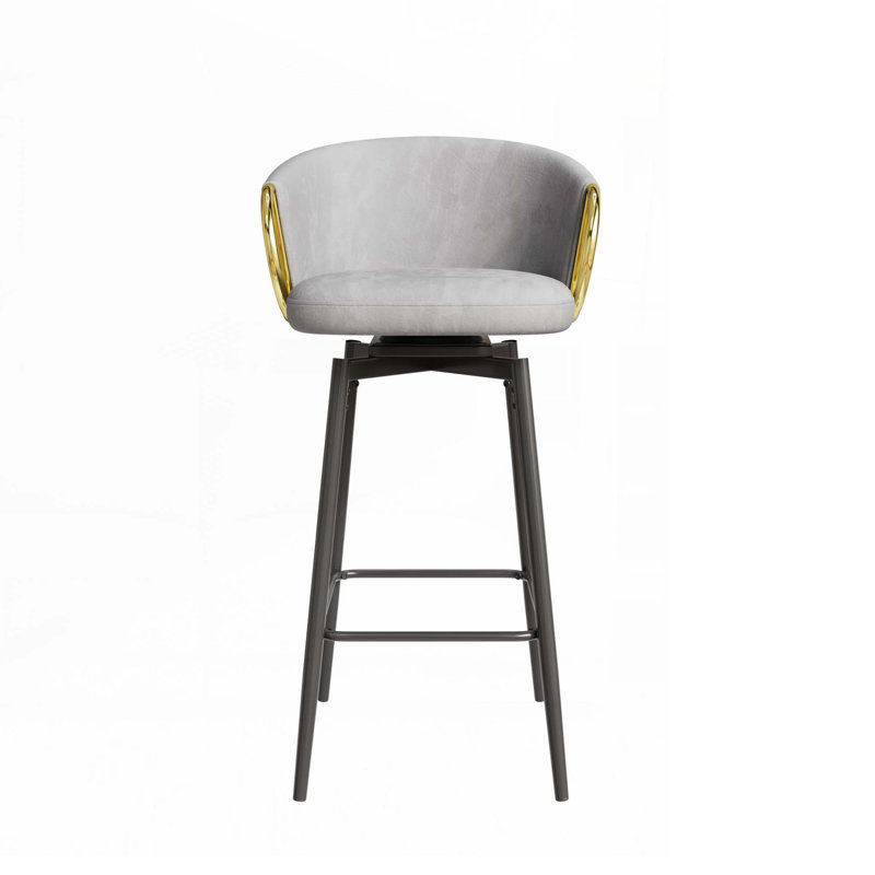 Ensemble de 4 tabourets pivotants, Siège gris / cadre noir
