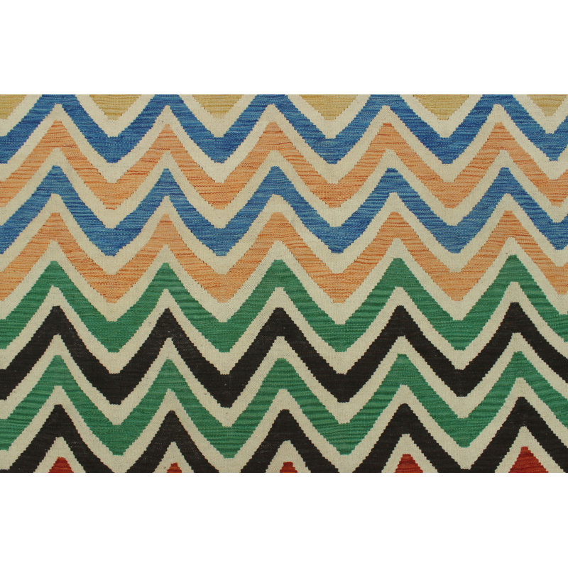 Tapis décoratif en laine tissé à la main de conception unique/rouge/vert Reta