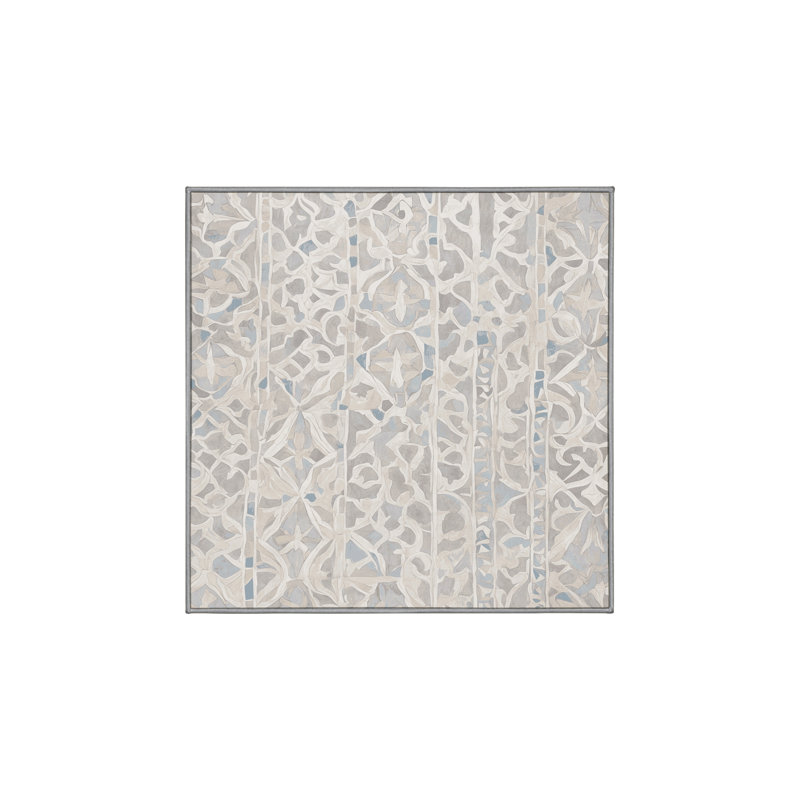 Machine Washable Gray Area Rug, Square 5'