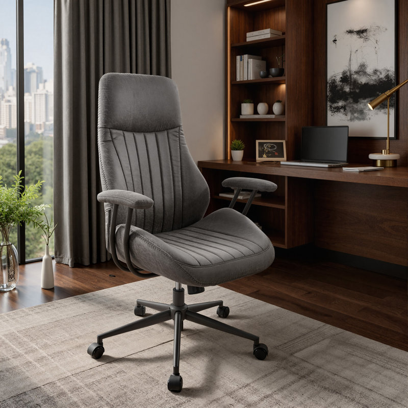 Fauteuil de direction rétro en similicuir avec inclinaison à 3 positions, Gris