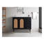 Meuble-lavabo de salle de bain avec lavabo en céramique, armoire de rangement en rotin avec deux portes et tiroir-459706575