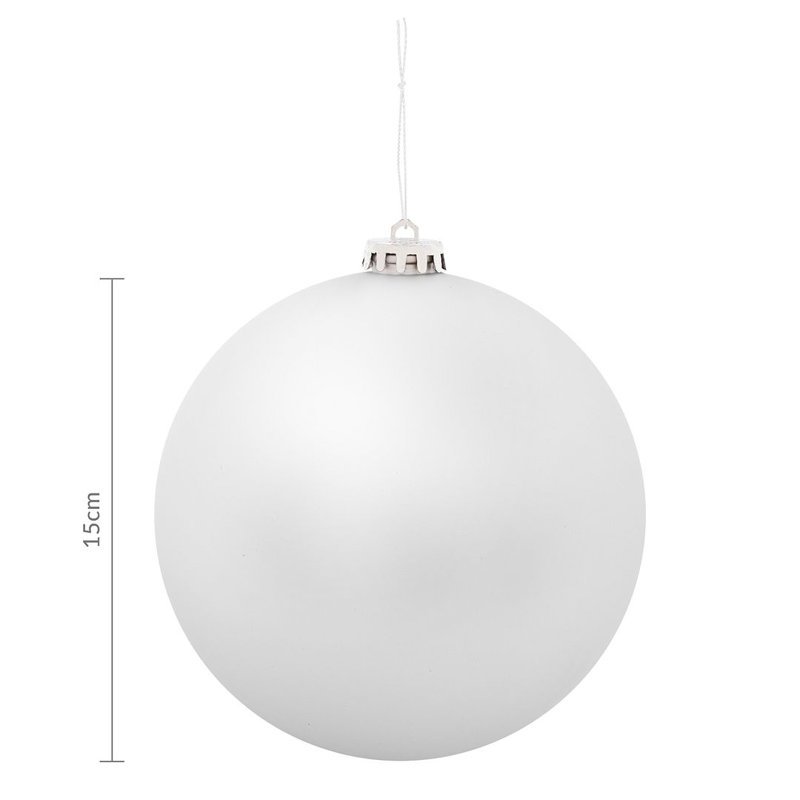 15cm Solid Colour Shatterproof Bauble, Silver