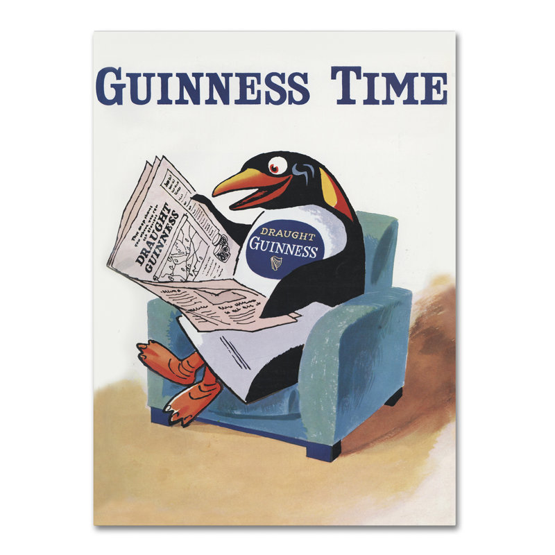 « guinness time ii », publicité rétro sur toile tendue, H 19 po x l 14 po x P 2 po