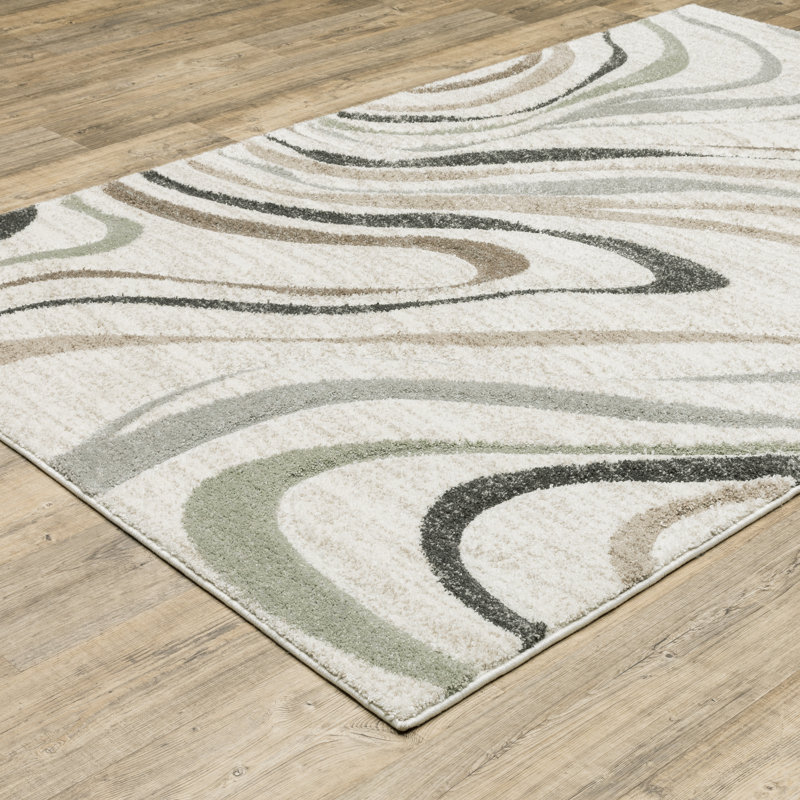 Tapis beige / multicolore tissé à la machine Chase, Rectangle 3 pi 3 po x 5 pi