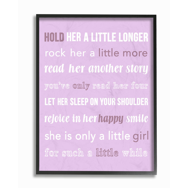 Art textuel "holding a little plus" purple, H 14 po x l 11 po, Cadre noir