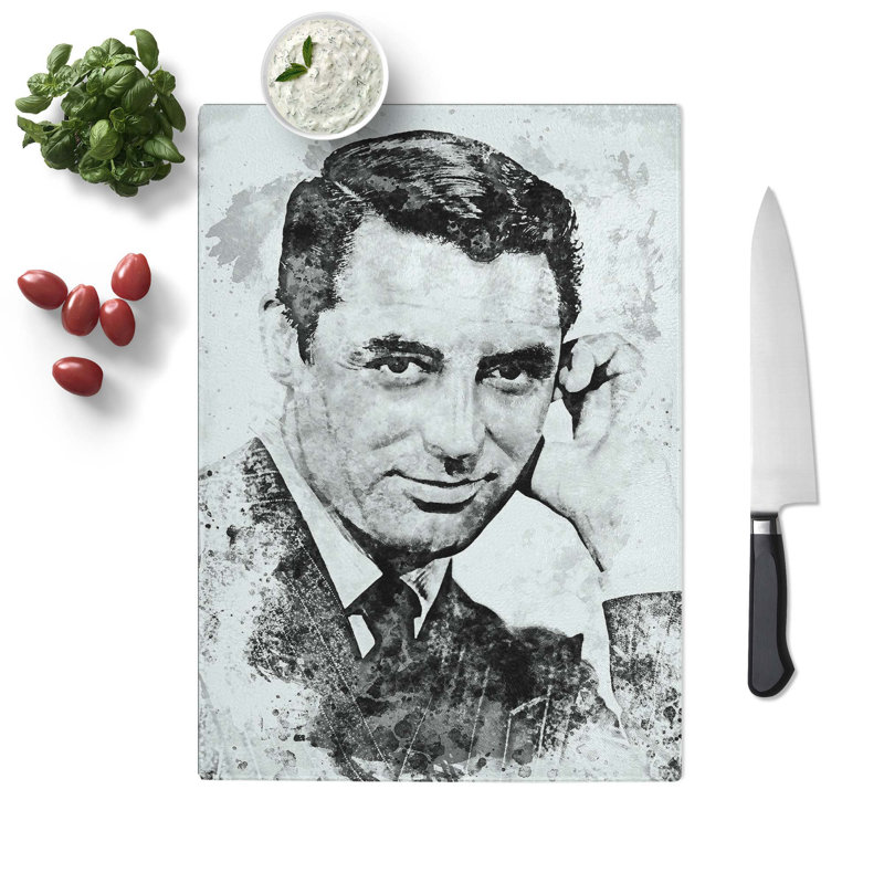 Tempered Glass Cary Grant Chopping Board, 28.5 cm W x 39 cm L
