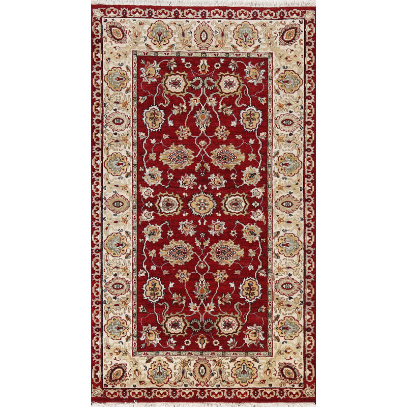 Tapis rouge en laine Agra fabriqué à la main 3 x 5