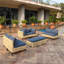 Canapés de patio moderne, ensemble modulaire en rotin PE 6 pièces avec coussins bleu marine