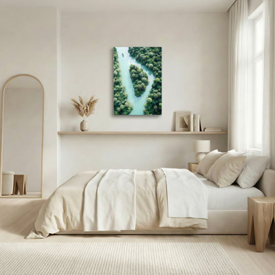 Art mural sur toile Gallery Wrap pour le salon, la chambre à coucher, le bureau ou le vestibule - Décoration murale décorative avec forêt fluviale