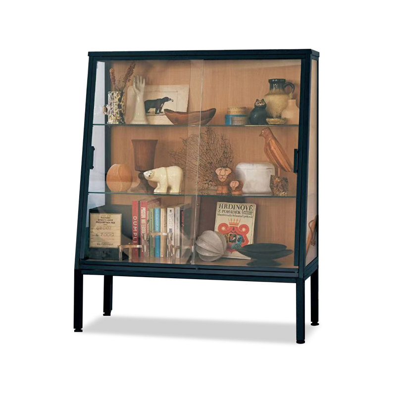 Black + Brown Solid + Manufactured Wood + Iron Display Cases