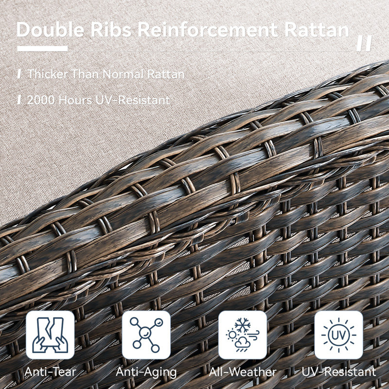  Valierius 5-Piece Outdoor Wicker Patio Swivel Chair & Ottoman Set, Rattan Coversation Set With Water Resistant Cushions