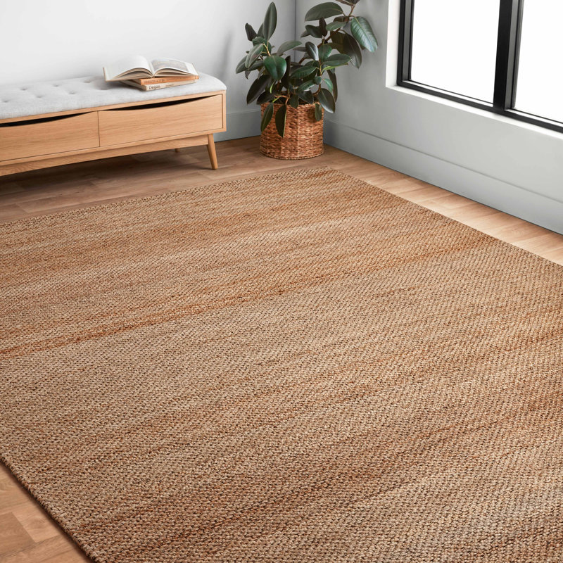 Tapis brun tissé à plat à la main Abisai, Rectangle 3 pi 6 po x 5 pi 6 po