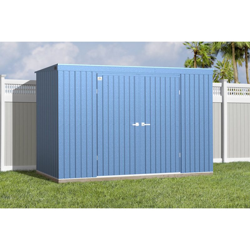 Elite 10 ft. x 4 ft. Blue Grey Galvanized Steel Storage Shed