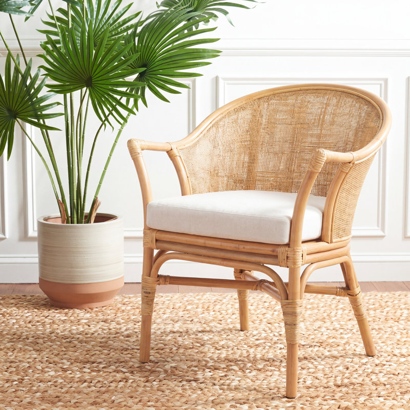 Chaise avec accoudoirs en lin Lucia, Naturel