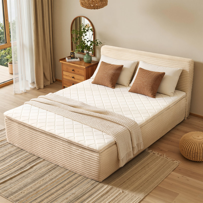 Queen 16" Extra-Thick Memory Foam Mattress with Headboard, All-in-One Bed, No Assembly Platform Bed, Medium Firm, No Box Spring Needed